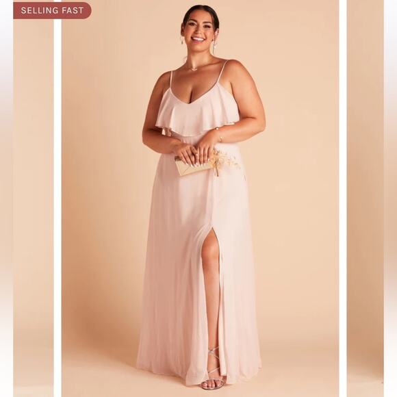 Birdy Grey Jane Convertible Bridesmaid Dress Pale Blush Pink Chiffon 1X New - Picture 1 of 14